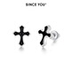 SINCE YOU黑武士十字架耳釘男士純銀耳環(huán)輕奢高級感痞帥冷淡風(fēng)耳飾生日禮物 銀白色（一對）【黑琺瑯十字架】