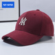 NY-NYM硬頂刺繡棒球帽2025帽子女夏季韓版時(shí)尚情侶運動(dòng)顯臉小鴨舌帽男 棗紅-品質(zhì)款