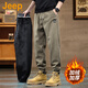 吉普（JEEP）美國正品Jeep高端加厚休閑褲男士秋冬御寒松緊束腳哈倫燈芯絨衛(wèi)褲 卡其色【國際大牌】 加絨 3XL 推薦【180-200斤】