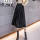 衣品飾衛 金絲絨半身裙中長(cháng)款女秋裝新款百褶裙高腰顯瘦大擺半裙裙子春秋 黑色 M