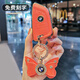 博登寶馬刀鋒鑰匙套X1X2X3X4X5X6殼1系三3系五5系7系8系320li汽車(chē)包扣 A款?lèi)?ài)馬橙+鉆標蝴蝶結