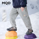 馬騎頓（MQD）MQD冬季男大童潮酷休閑運動(dòng)加絨學(xué)院風(fēng)衛褲針織褲 淺麻灰 150