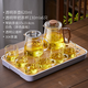 天喜（TIANXI）玻璃茶具套裝家用輕奢高檔顏值茶盤(pán)臺客廳喝茶小茶杯功夫煮泡茶壺 【帶茶盤(pán)】透明茶壺 10件