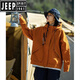 JEEP SPIRIT單層沖鋒衣男女春秋款防風(fēng)防水連帽機(jī)能露營旅游爬山登山戶外套 橘色 2XL 140-160斤
