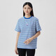 HAAPES女裝專(zhuān)柜官方網(wǎng)2025夏季新款條紋短袖T恤女圓領(lǐng)寬松印花T恤 拼色條紋T恤 2/S