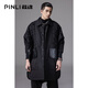 品立（PINLI）棉衣外套冬季男裝潮流個(gè)性寬松翻領(lǐng)中長(cháng)款男士棉服 黑色 L 175