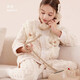 多妙屋兒童睡衣女童珊瑚絨秋冬季新款加厚女孩寶寶法蘭絨大童家居服套裝 米色 160 cm