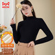 貓人長(cháng)袖t恤女中高領(lǐng)打底衫2025新款加厚秋冬黑色內搭上衣針織衫
