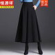 恒源祥設計感毛呢裙褲闊腿褲女秋冬2025年新款高腰垂感寬松大腳九分褲裙 黑色毛呢 L 2尺1
