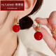 韓萊緹（HANLAITI）微鑲鋯石兩戴耳扣精致時(shí)尚百搭小巧耳環(huán)輕奢大氣優(yōu)雅耳墜耳飾 紅色珍珠兩戴鋯石耳扣