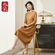 亦朵今年流行秋冬連衣裙女大氣感時(shí)尚羊毛打底裙子 卡其色 M
