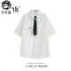 狄帝鯊學(xué)院風(fēng)DK制服襯衫男短袖痞帥夏季寬松休閑港風(fēng)日系襯衣班服一套 白色+領(lǐng)帶 L
