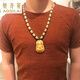 奧齊萊金鑲玉觀音吊墜男士大款足金和田玉白玉墜黃金項(xiàng)鏈金鏈 套裝4