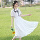 方糖姑娘少女連衣裙長(zhǎng)款夏季初中學(xué)生大童夏裝高中女生白色雪紡長(zhǎng)裙子過(guò)膝 212110LX白色 XL