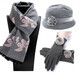歐凡迪中老年帽子圍巾手套三件套中年媽媽奶奶老人老年人冬季保暖 圍巾手套禮盒送女生【好物】 灰色圍巾+灰色帽子+灰色手套