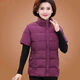 蘭威費雷媽媽裝羽絨棉半袖馬甲女秋冬外穿新款中老年女裝寬松大碼坎肩背心 深紫色 2XL 建議110-125斤