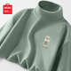 名創(chuàng  )優(yōu)品（MINISO）桑蠶絲打底衫男秋冬加絨加厚半高領(lǐng)內搭男生含羊毛雙面絨長(cháng)袖t恤 灰綠(竹韻中國胸標) L /175(體重120-140斤)