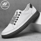 EaerGce品牌輕奢男鞋冬季新款板鞋男真皮軟底休閑皮鞋鏤空百搭運動(dòng)小白鞋 白色 42