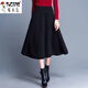 啄木鳥(niǎo)（TUCANO）秋冬純新款毛呢半身裙大擺A字裙高腰中長(cháng)款大尺碼女長(cháng)裙大擺裙 黑色 【有口袋】 XL 建議120-135斤
