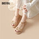 大東平底休閑涼鞋女款夏季外穿舒適一字帶2026新款羅馬涼拖女鞋 膚色 37