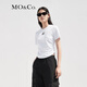 MO&Co.【涼感】個(gè)性膠章短袖圓領(lǐng)抽褶短款截短T恤上衣上裝摩安珂 漂白色 M 165