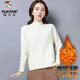 啄木鳥(niǎo)加絨/不加絨毛衣女套頭加厚短款半高領(lǐng)寬松大碼韓版羊毛衫針織打 米白全身加/絨【收藏優(yōu)先發(fā)貨】 XL建議120-130斤