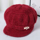 艾羅帝朗中老年帽子女冬季老人保暖奶奶帽秋冬天媽媽帽子老太太加絨毛線(xiàn)帽 南瓜帽  酒紅 有彈力
