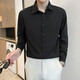 星禾萊白色襯衫男長(cháng)袖潮流帥氣免燙修身休閑襯衣男商務(wù)加絨款打底襯衫 黑色 M 98-110斤