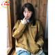 CTOX秋冬外套女2025新款日系復古感小個(gè)子寬松男女款夾克秋冬上衣 黃色 M 95-105斤