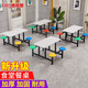 德睿聚 食堂餐桌椅學(xué)校公司員工工地餐桌椅服務(wù)區餐桌連體快餐桌椅組合 圓凳款  防火板（4人位）
