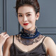 萊婭斯圍脖女夏季桑蠶絲套頭2024年新款假領(lǐng)子真絲圍巾小絲巾春脖套 藏藍(lán)白花