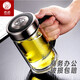希諾（HEENOOR）雙層玻璃杯手柄辦公杯大容量居家商務水杯帶濾網(wǎng)泡茶杯高檔送禮杯 435ml-B款