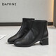 達芙妮 馬丁靴秋冬款單靴法式時(shí)尚小短靴女白色加絨瘦瘦靴女 黑色（加絨） 38