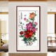 紫騰隨軒（ZITENGSUIXUAN）牡丹蘇繡成品掛畫入戶玄關(guān)過道裝飾畫現(xiàn)代客廳豎版墻畫刺繡壁畫 花開富貴（默認紅木色） 76.5cm*158.5cm（有機玻璃）