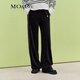MO&Co.刺繡直筒闊腿休閑長(cháng)褲黑色休閑運動(dòng)褲長(cháng)褲女直筒窄款糯米褲 黑色-第2批 L 170