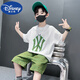 迪士尼（Disney）兒童裝男童夏裝套裝新款夏季薄款中大童運(yùn)動(dòng)男孩夏款酷帥氣潮 白色 140 cm