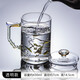 容山堂玻璃月牙杯透明耐熱水杯帶濾網(wǎng)辦公杯帶把蓋泡茶杯個(gè)人專用綠茶杯 七彩帶蓋玻璃月牙杯-透明色