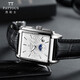 百陀士【月相機械表】方形男士手表時(shí)尚潮流自動(dòng)防水夜光多功能機械手表 銀色-白面黑帶