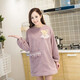 茶光（CHAGUANG）韓版時(shí)尚廚房做飯圍裙長(cháng)袖家居罩衣成人男女可愛(ài)反穿衣有帶袖圍裙 條絨紫色-長(cháng)袖款