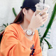 古歐（GUOU）女士手表女時尚品牌潮流女表學生女生手表簡約個性大表盤石英腕表 皮帶白