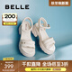 百麗（Belle）厚底增高涼鞋女商場(chǎng)同款真皮質(zhì)感涼鞋D7Z2DBL5 米白 34 (220mm)