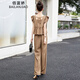 佰藍(lán)嬌小香風(fēng)套裝女2025夏季新款高級(jí)感氣質(zhì)顯瘦減齡寬松闊腿褲子兩件套 咖色 M （建議80-105斤）