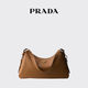 PRADA/普拉達【禮物】女士Prada Aimée大號牛皮革單肩包手提包 焦糖色