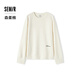 森馬森柔棉|衛衣女圓領(lǐng)落肩寬松ins春季氣質(zhì)刺繡上衣溫柔 奶白10501 160/84A/M