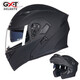 GXT雙鏡片揭面盔摩托車(chē)頭盔男女冬季全覆式透氣安全帽四季預留耳機槽 啞黑 L 適合57-58頭圍