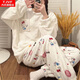TJVFKitty凱蒂貓珊瑚絨秋冬季睡衣女加絨加厚卡通家居服套裝 KT貓【套裝】 2XL (建議140-160斤)