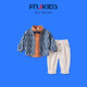 FNJ KIDS童裝男童套裝春秋2025新款洋氣休閑兒童三件套寶寶周歲禮服 男童三件套藍色 80 (建議身高70-80cm)