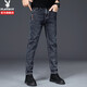 花花公子（PLAYBOY）牛仔褲秋季新款時(shí)尚男士修生小腳褲潮流休閑百搭青年長(cháng)褲男裝 藍黑色 32
