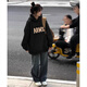 DXOT黑色女士衛衣2025新款秋冬季歐貨重磅加絨加厚寬松慵懶風(fēng)連帽外套 黑色-A01(ARM5) L 96-110斤