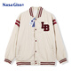 NASA GISS官方潮牌夾克男秋冬燈芯絨情侶款美式棒球領(lǐng)休閑外套 米白色 L 
